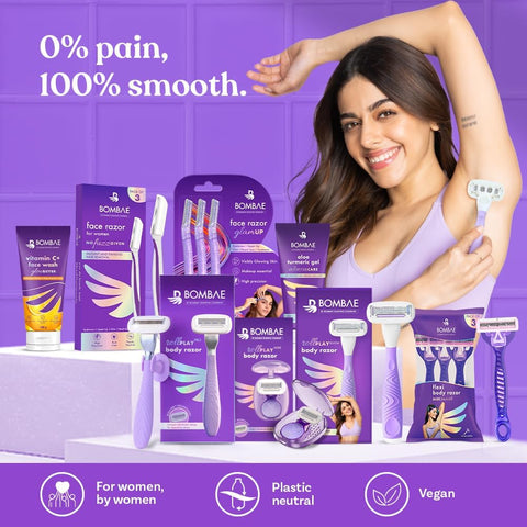 Bombay Shaving Bombae Rollplay Glow Body & Bikini Razor - Aloe Vera, Jojoba Oil, Vitamin E Infused - 1 Razor with 1 Refill - Image 5