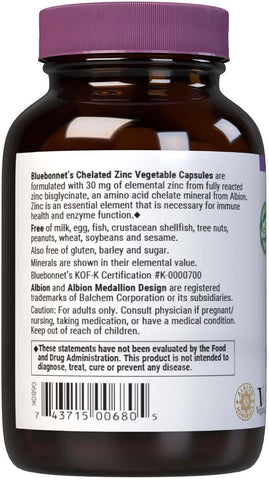 BlueBonnet Chelated Zinc - 30mg, Non-GMO, Vegan - 90 Capsules - Image 3