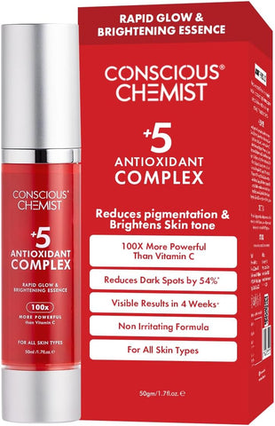 Conscious Chemist Rapid Glow & Brightening Essence Face Serum with 5 Antioxidant Complex, Vitamin E & Retinol - 50ml
