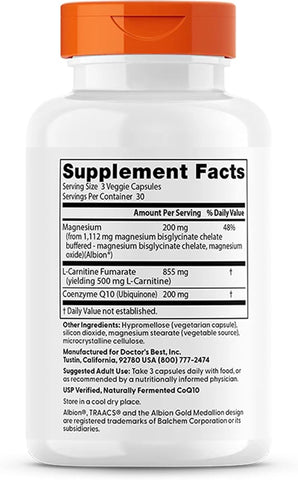 Dr Best CoQ10 L-Carnitine Magnesium Veggie Capsules - 90 Count - Image 2