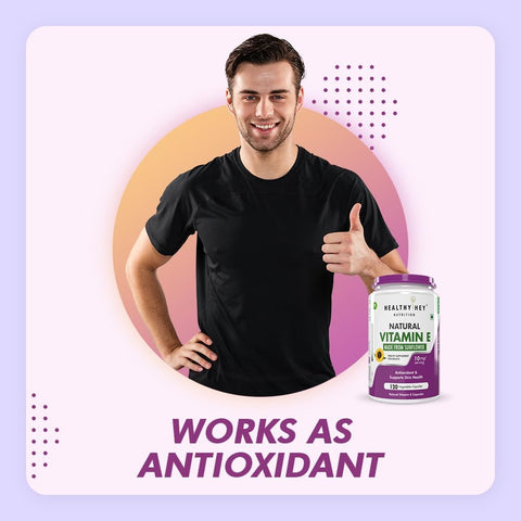HealthyHey Vitamin E Capsules - D-Alpha-Tocopherol from Sunflower, 120 Veg Capsules - Image 3