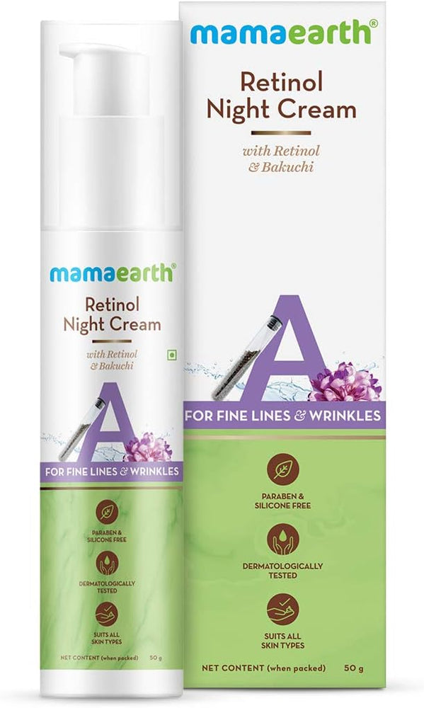 Mamaearth Retinol Night Cream with Bakuchi - Anti-Aging Treatment, 50g