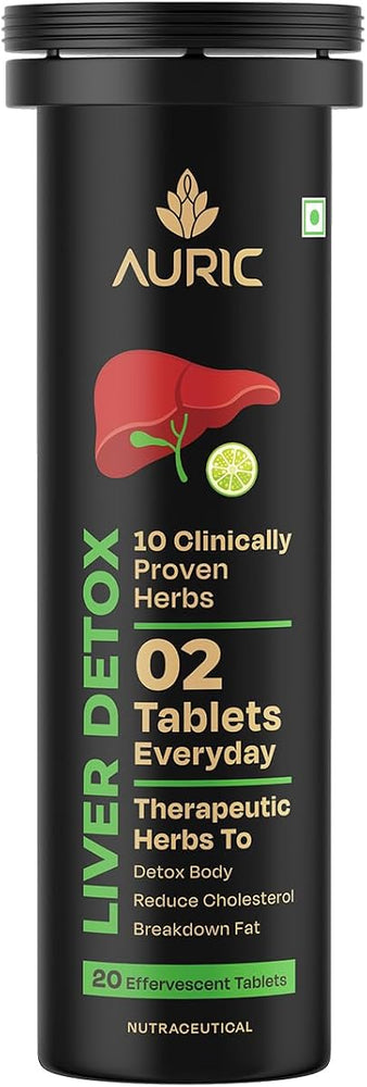 Auric Liver Detox Effervescent Tablets with Ayurvedic Herbs - 20 Pack