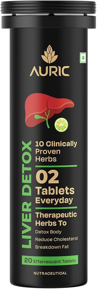 Auric Liver Detox Effervescent Tablets with Ayurvedic Herbs - 20 Pack