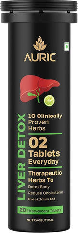 Auric Liver Detox Effervescent Tablets with Ayurvedic Herbs - 20 Pack