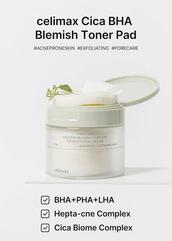 CELIMAX Ji Woo Gae CICA BHA Blemish Toner Pad