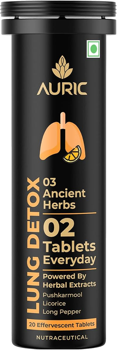 Auric Lung Detox Effervescent Tablets - N Acetyl L Cysteine & Herbal Blend - 20 Pack
