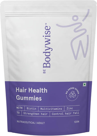 Be Bodywise Biotin Hair Gummies - With Multivitamins, Zinc, No Added Sugar, 120 Day Pack