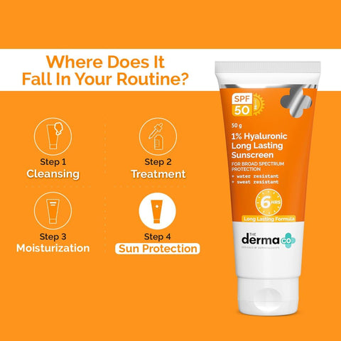 The Derma Co 1% Hyaluronic Acid Long Lasting SPF 50 Sunscreen - 50g - Image 7