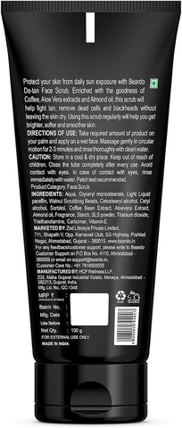 Beardo DeTan Face Scrub with Caffeine - Exfoliating Mask, 100g Tube - Image 7