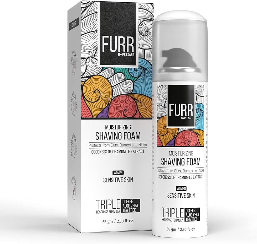 Pee Safe FURR Moisturising Shaving Foam for Men with Aloe Vera & Tea Tree Oil - 65g