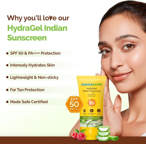 Mamaearth HydraGel Indian Sunscreen with SPF 50 & Aloe Vera - 50g - Image 2