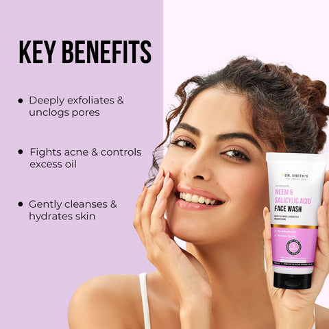 Dr. Sheth's Neem & 1% Salicylic Acid Face Wash - Deep Cleanser, 100g - Image 3