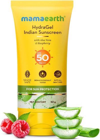 Mamaearth HydraGel Indian Sunscreen with SPF 50 & Aloe Vera - 50g