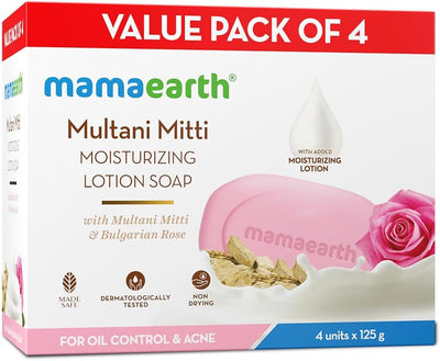 Mamaearth Multani Mitti & Rose Lotion Soap, Moisturizing, 125g Pack of 4