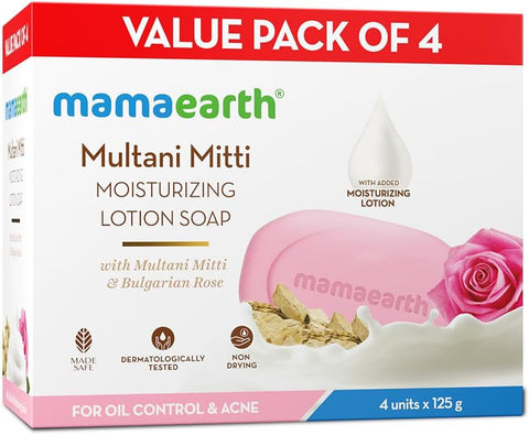 Mamaearth Multani Mitti & Rose Lotion Soap, Moisturizing, 125g Pack of 4
