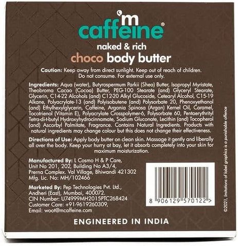 mCaffeine Choco Body Butter - Intense Moisturization, Cocoa Butter - 250g - Image 4