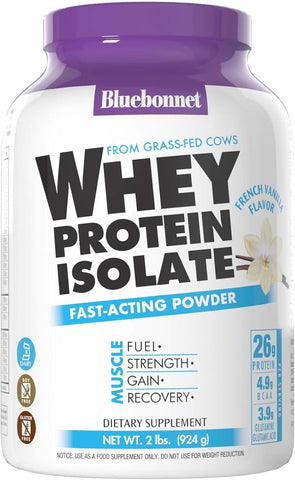 Bluebonnet Nutrition Whey Protein Isolate Vanilla Powder, 2 Lb 924G