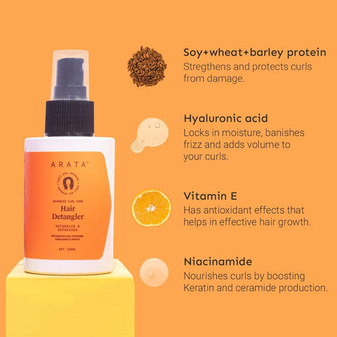 Arata Hair Detangler - Curl Care with Hyaluronic Acid - 100 ml - Image 3