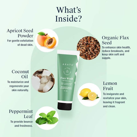 Arata Natural Refreshing Face Cleanser with Peppermint & Lemon Oil - 50ml - Image 3