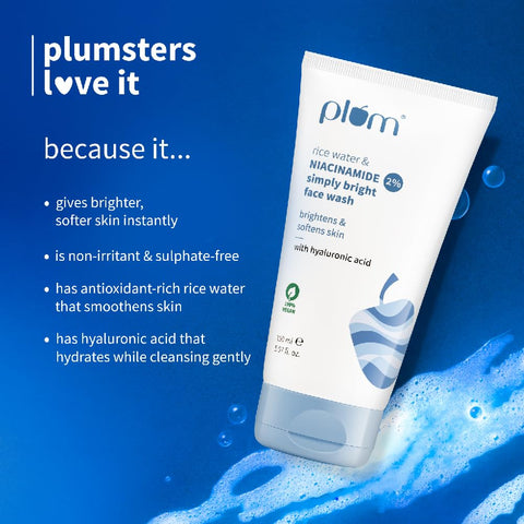 Plum Rice Water & 2% Niacinamide Simply Bright Face Wash | 150ml | Full-size