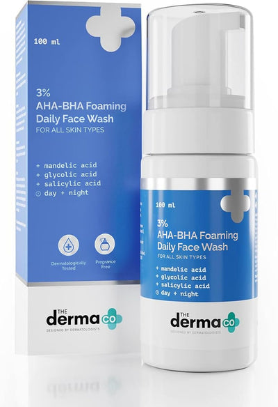The Derma Co 3% AHA BHA Foaming Cleanser - 100ml for Acne-Prone Skin