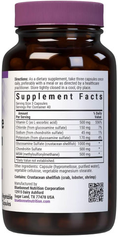 Bluebonnet Glucosamine Chondroitin & MSM - Vegetable Capsules, 120 Count - Image 2