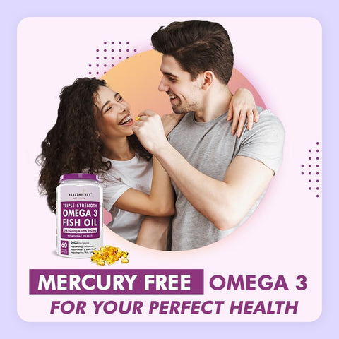 HealthyHey Fish Oil Omega 3 Softgels - Triple Strength EPA 600 DHA 400 - 60 Count - Image 3