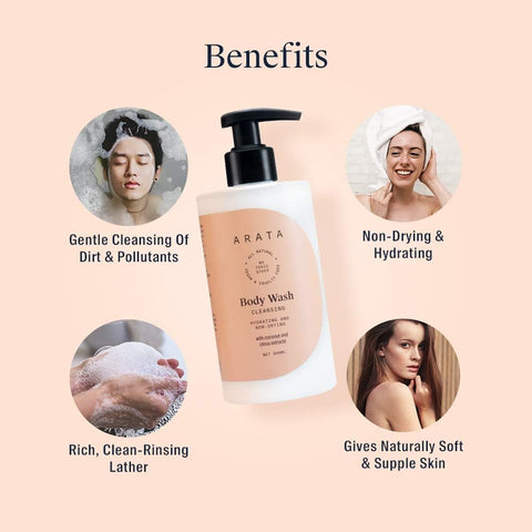Arata Hydrating Body Wash with Coconut & Citrus Extracts - 300ml - Image 3