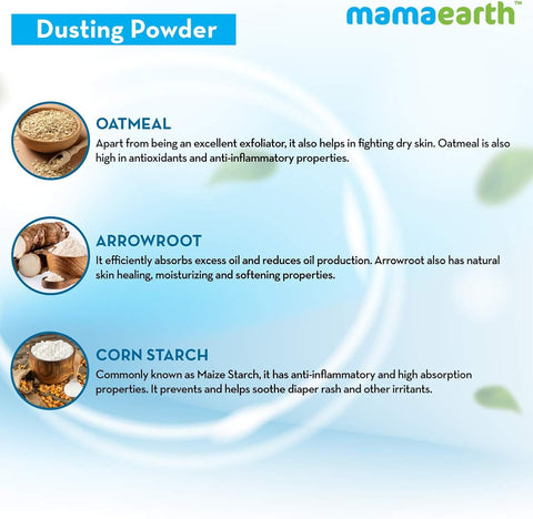 Mamaearth Dusting Powder - Organic Oatmeal & Arrowroot, Baby Care - 300g - Image 4