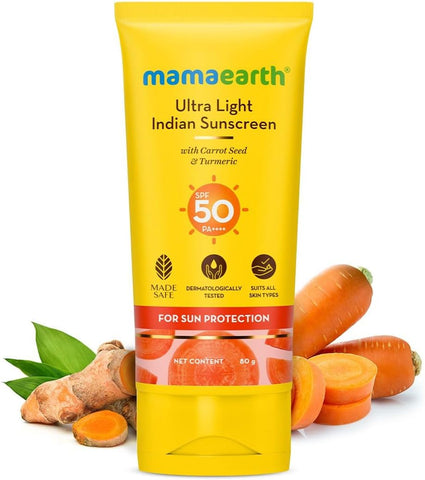 Mamaearth Ultra Light Indian Sunscreen SPF50 PA++++ - Carrot Seed & Turmeric, 80g - Image 3