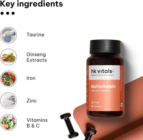 HK Vitals Multivitamin Tablets with Zinc, Vitamin C, D3 & Ginseng - 90 Pack - Image 4