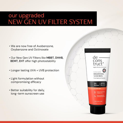 Deconstruct Fluid Brightening Sunscreen SPF 50+, No White Cast - 50g - Image 3