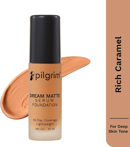 Pilgrim Serum Liquid Foundation - Rich Caramel, Matte & Poreless, 30ml - Image 2