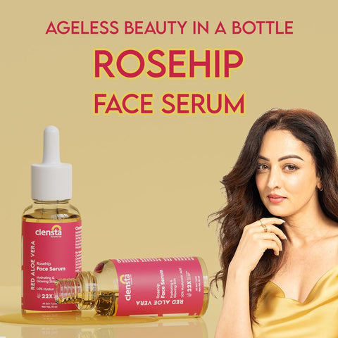 Clensta Red Aloe Vera Rosehip Oil & 1% Hyaluronic Acid Face Serum - 10ml - Image 2