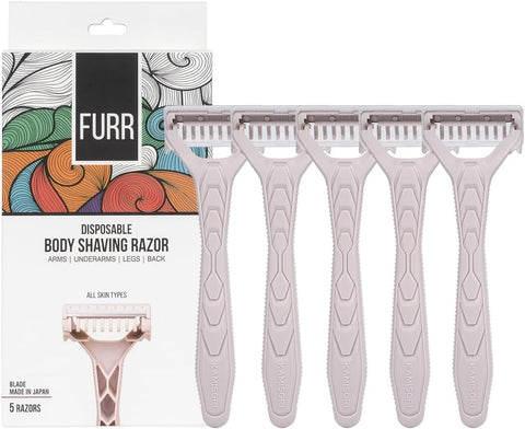 Pee Safe Furr Women's Disposable Body Razor - Double Blade, Rust-Free - Pack of 5