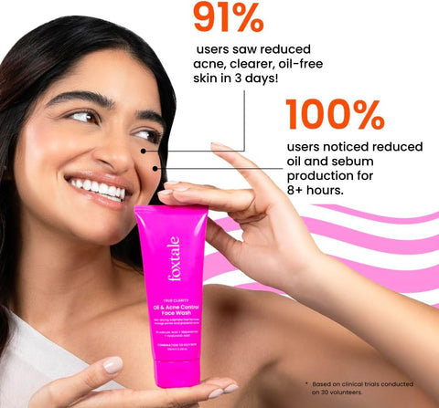Foxtale True Clarity Oil and Acne Control Face Wash - 100ml