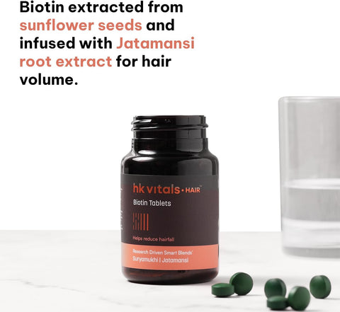 HK Vitals Biotin (90 Tablets) | Supplement For Hair Growth, Strong Hair And Glowing Skin, Fights Nail Brittleness