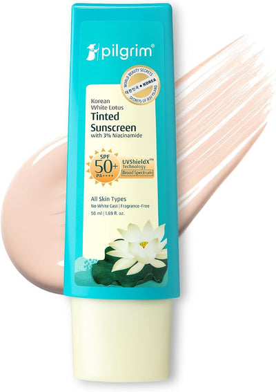 Pilgrim Korean White Lotus Tinted Sunscreen SPF 50+ with Niacinamide - 50ml