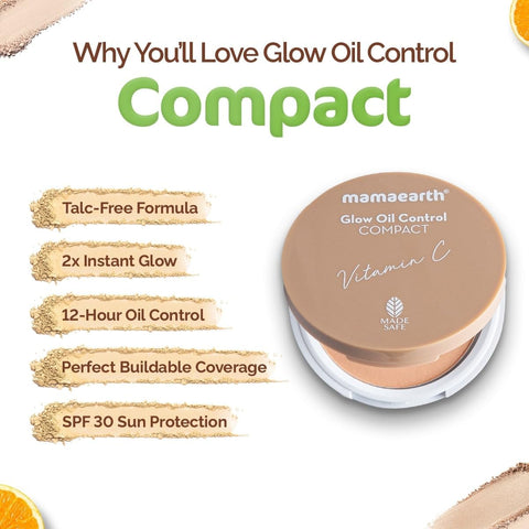 Mamaearth Glow Oil Control Compact with Vitamin C & Turmeric - 9g - Image 3