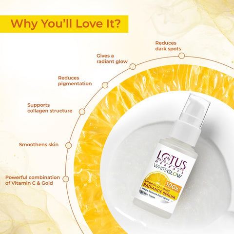 Lotus Herbals Face Serum with Vitamin C + Gold for Radiance - 30ml - Image 3