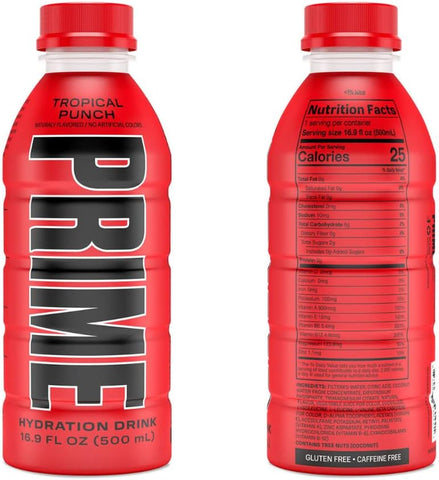 Prime Hydration Sports Drink Lemon Lime, Tropical Punch, Blue Raspberry (15-Pack)
