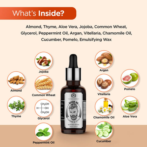 The Man Company Beard Oil for Growing Beard Faster with Almond & Thyme 30ml