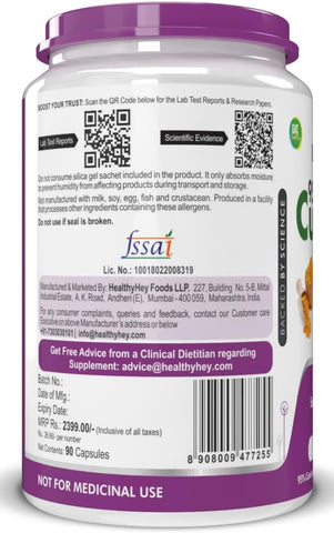 HealthyHey Curcumin with Bioperine - Organic Turmeric, 1310mg, 90 Veg Capsules - Image 8