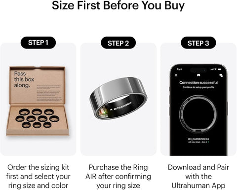 Ultrahuman Ring AIR Smart Ring - Titanium Health Tracker - Size 13 - Image 2