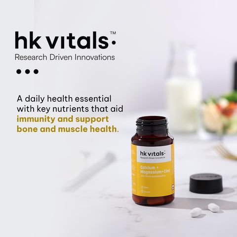 HK Vitals Calcium Magnesium & Zinc (90 Tablets) | With Vitamin D3, Calcium Supplement For Women And Men | For Bone Health & Joint Support