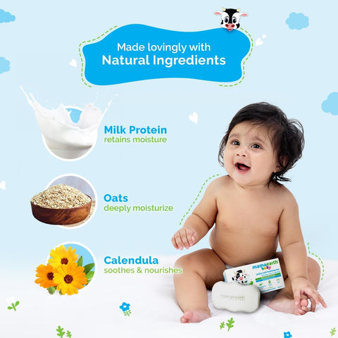 Mamaearth Milky Soft Baby Bathing Bar with Oats, Milk & Calendula - 75g x 2 - Image 5