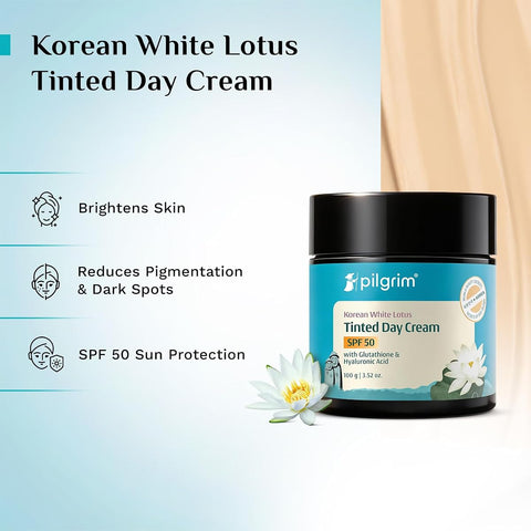 Pilgrim Korean White Lotus Tinted Day Cream SPF 50 - 100g - Image 3