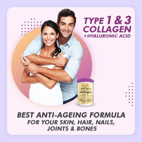 Healthyhey Nutrition Gold Series Hydrolysed Bovine Collagen Type 1 & 3, 200 G, Orange
