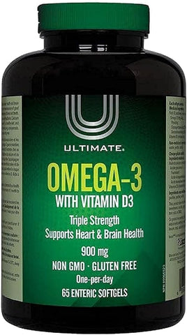 Ultimate Omega-3 900mg with Vitamin D3 65 Softgels - Triple Strength